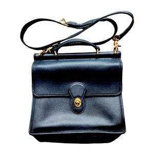 COACH Vintage Station Black Leather Flap Crossbody Designer Bag Purse